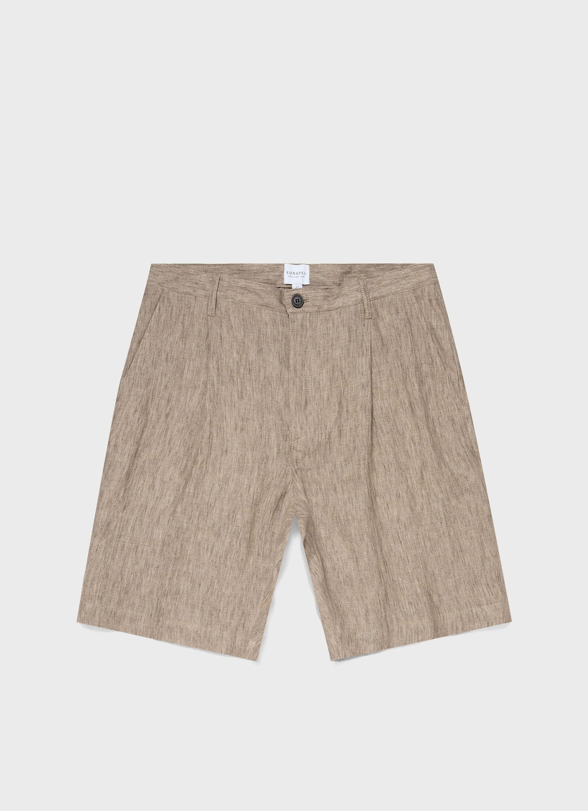 Men's Pleated Linen Short in Dark Stone