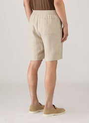 Men's Linen Drawstring Short in Sand