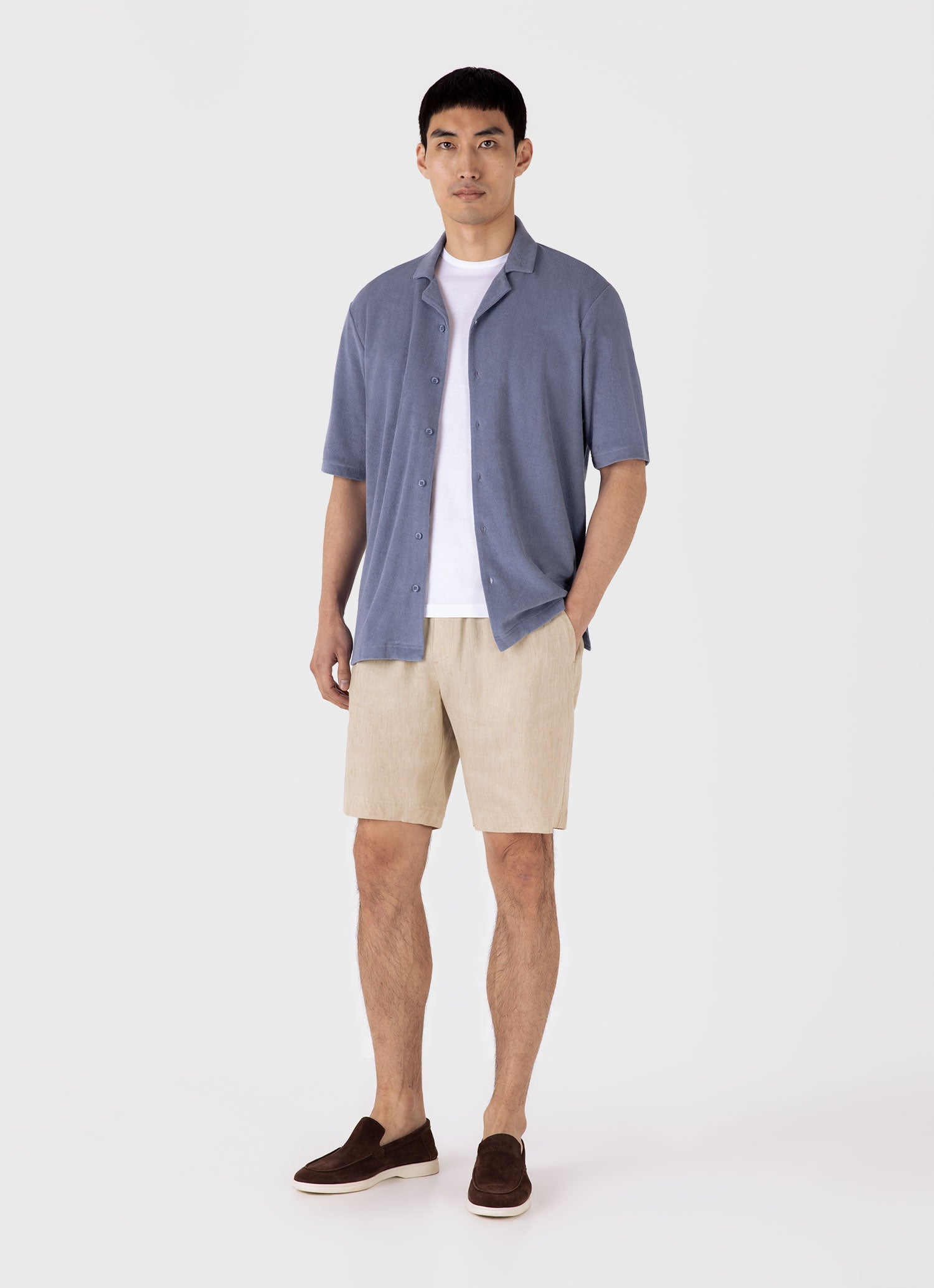 Men's Linen Drawstring Short in Light Sand