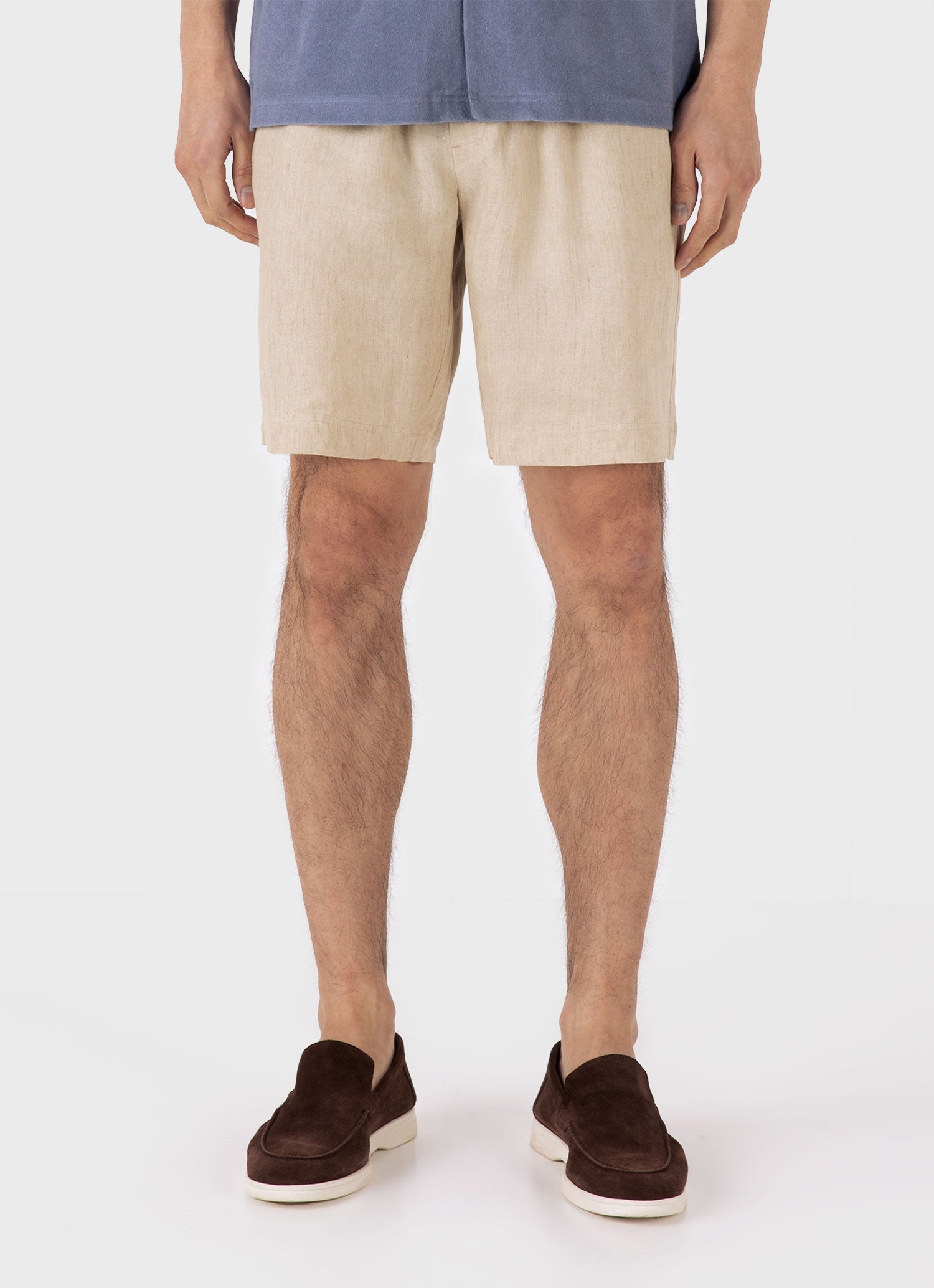 Men's Linen Drawstring Short in Light Sand