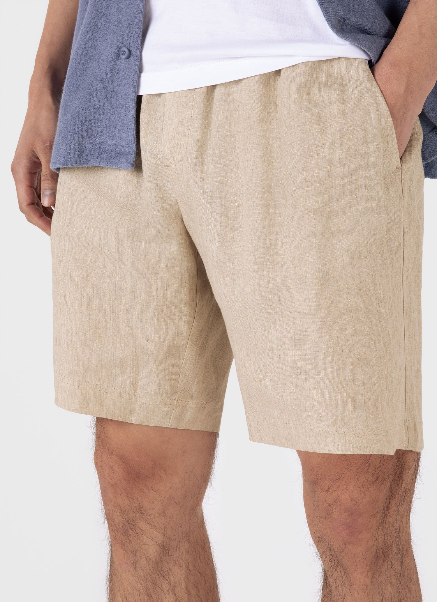 Men's Linen Drawstring Short in Light Sand