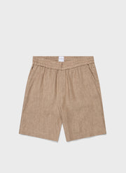 Men's Linen Drawstring Short in Dune Melange