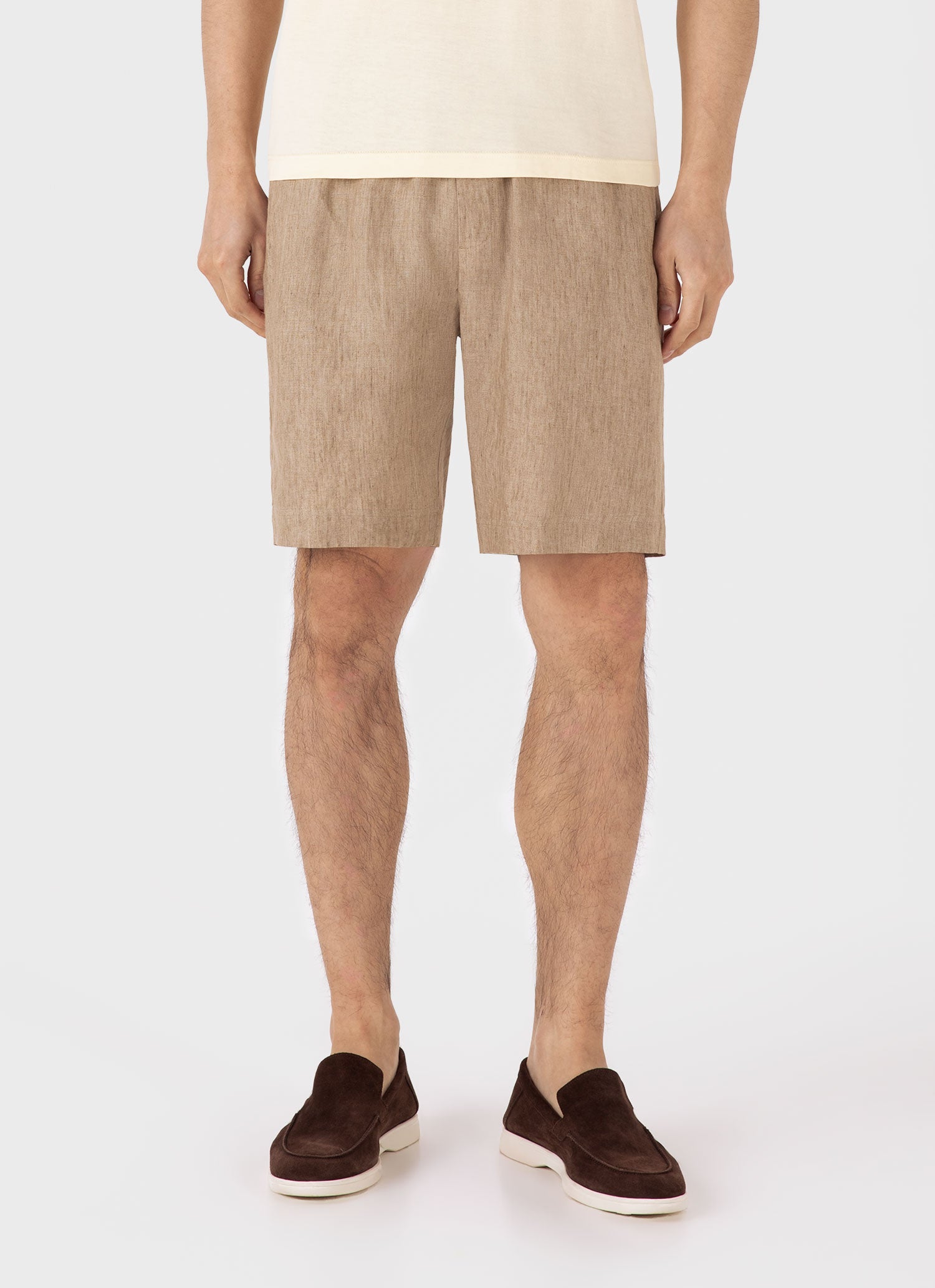 Men's Linen Drawstring Short in Dune Melange