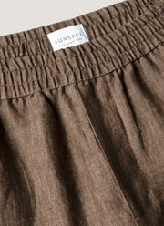 Men's Linen Drawstring Short in Dark Walnut