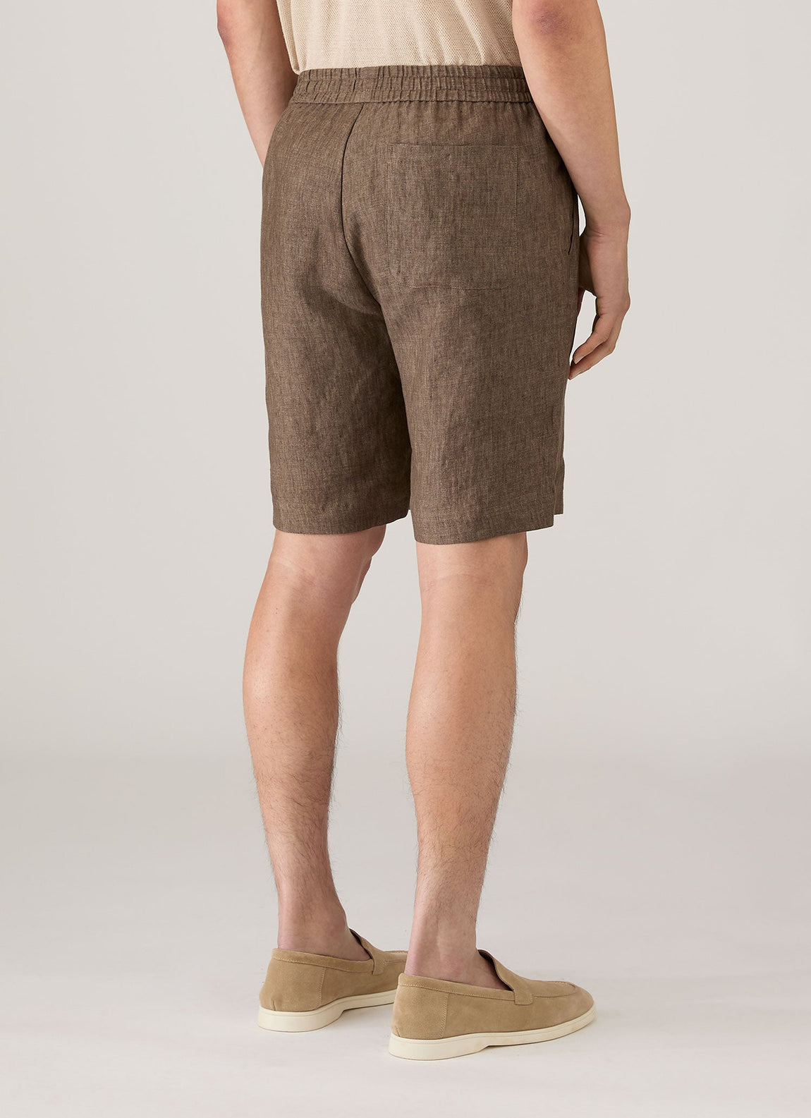 Men's Linen Drawstring Short in Dark Walnut