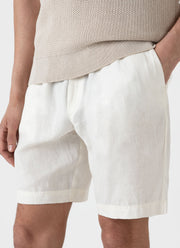 Men's Linen Drawstring Short in White