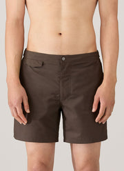Men's Tailored Swim Shorts in Dark Walnut