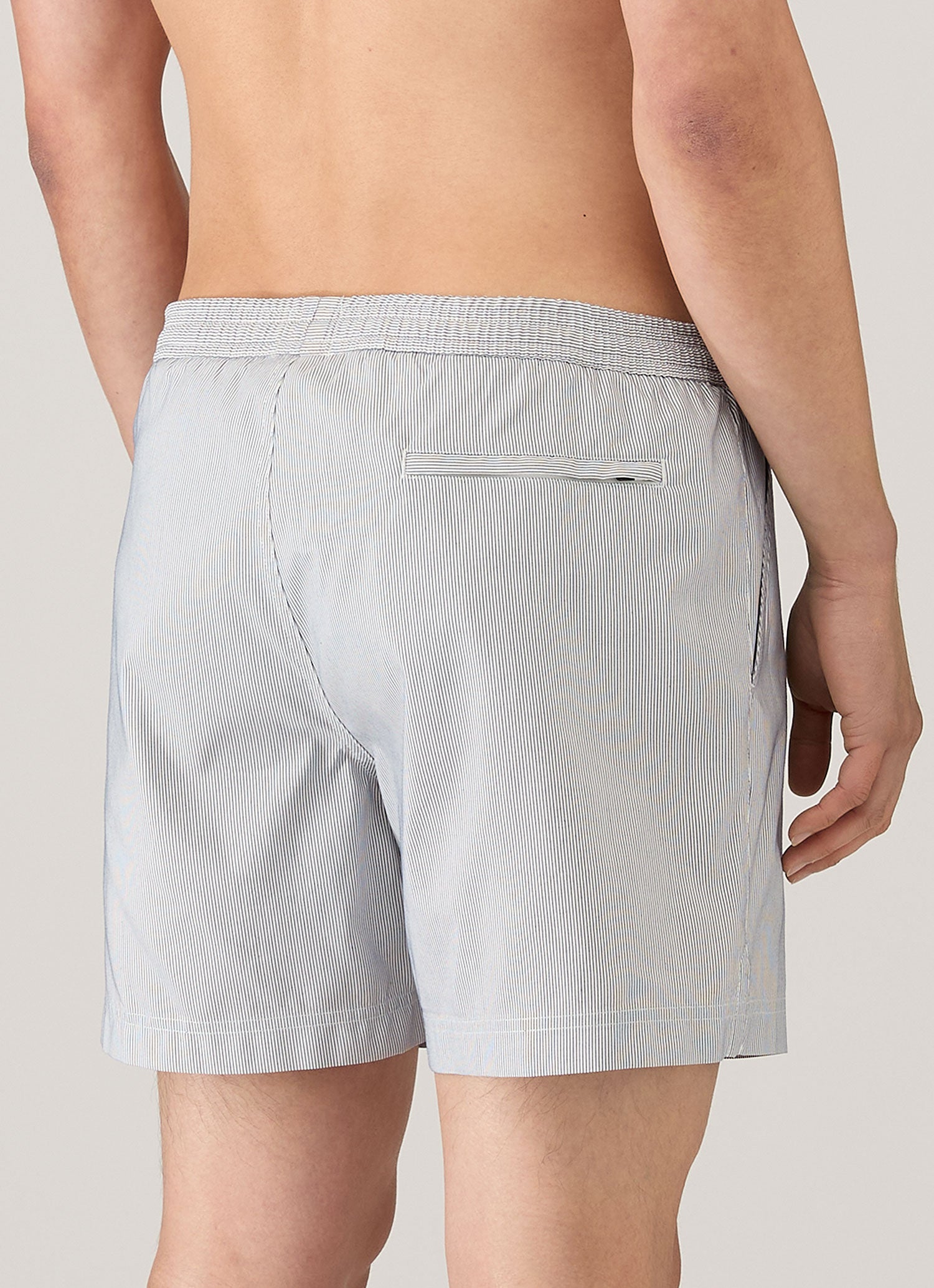 Men's Drawstring Swim Shorts in Navy/White