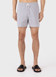 Men's Drawstring Swim Shorts in Navy/White