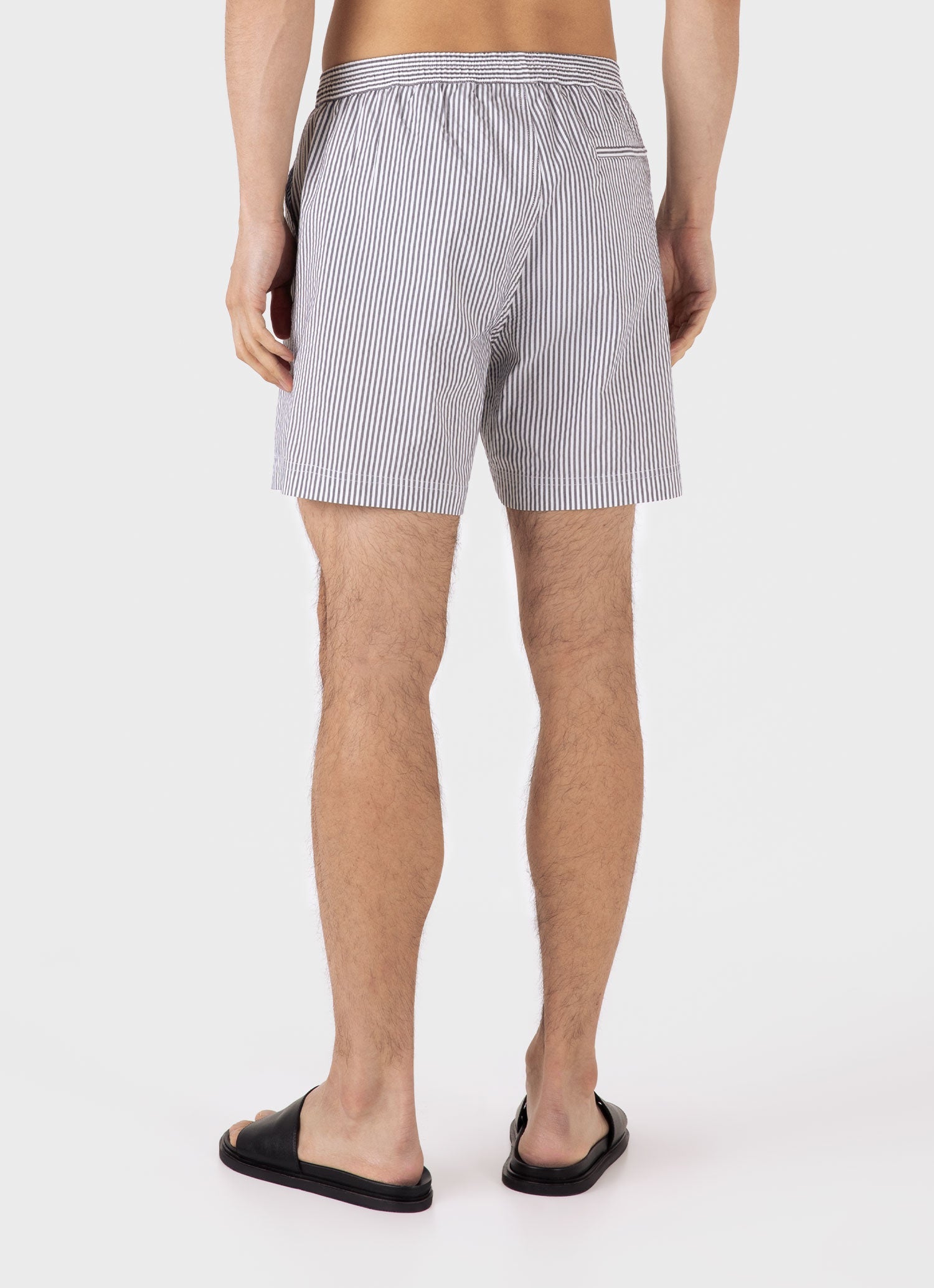 Men's Drawstring Swim Shorts in Navy/White