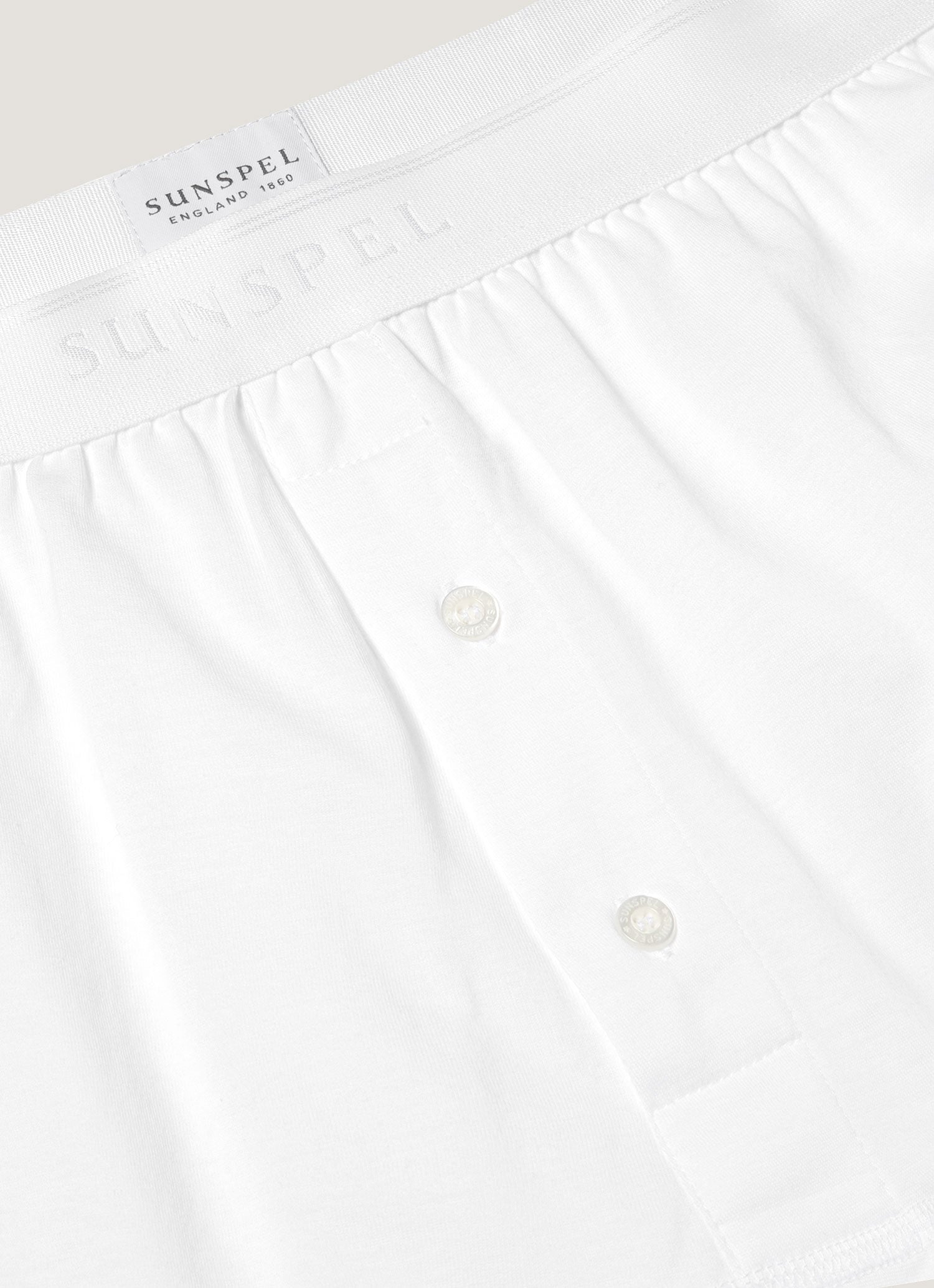 【新品・未開封】SUNSPELスーパーファイン ローウエスト トランクス　メンズ スーパーファインコットントランクス（White）| Sunspel