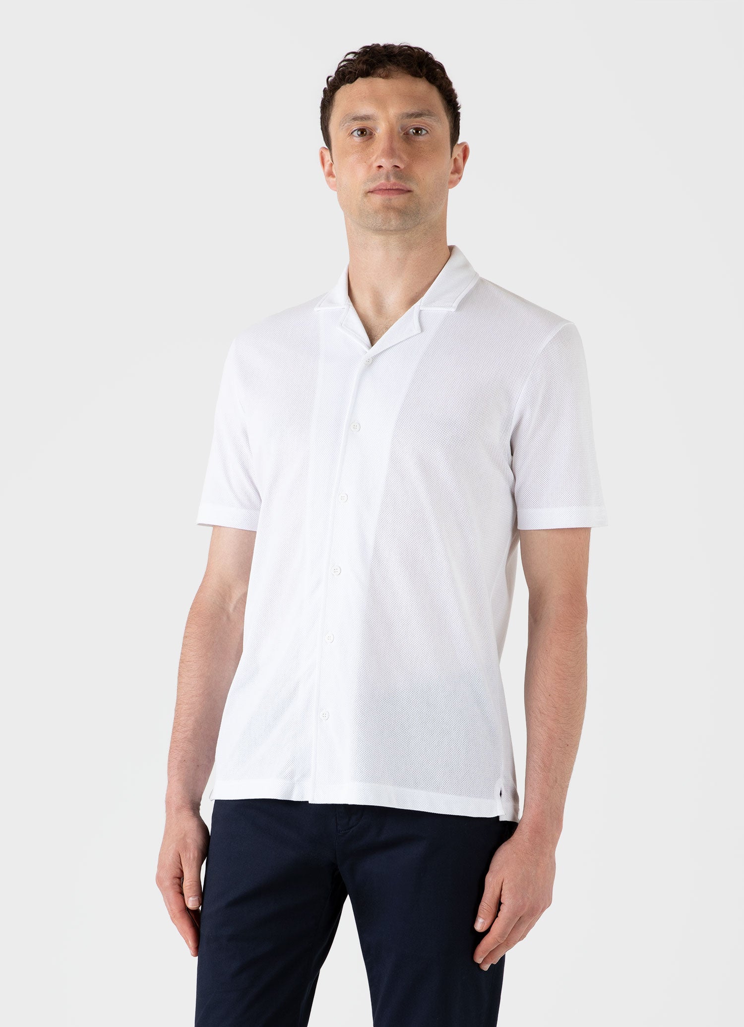 リヴィエラ キャンプカラー シャツ （White）| Sunspel