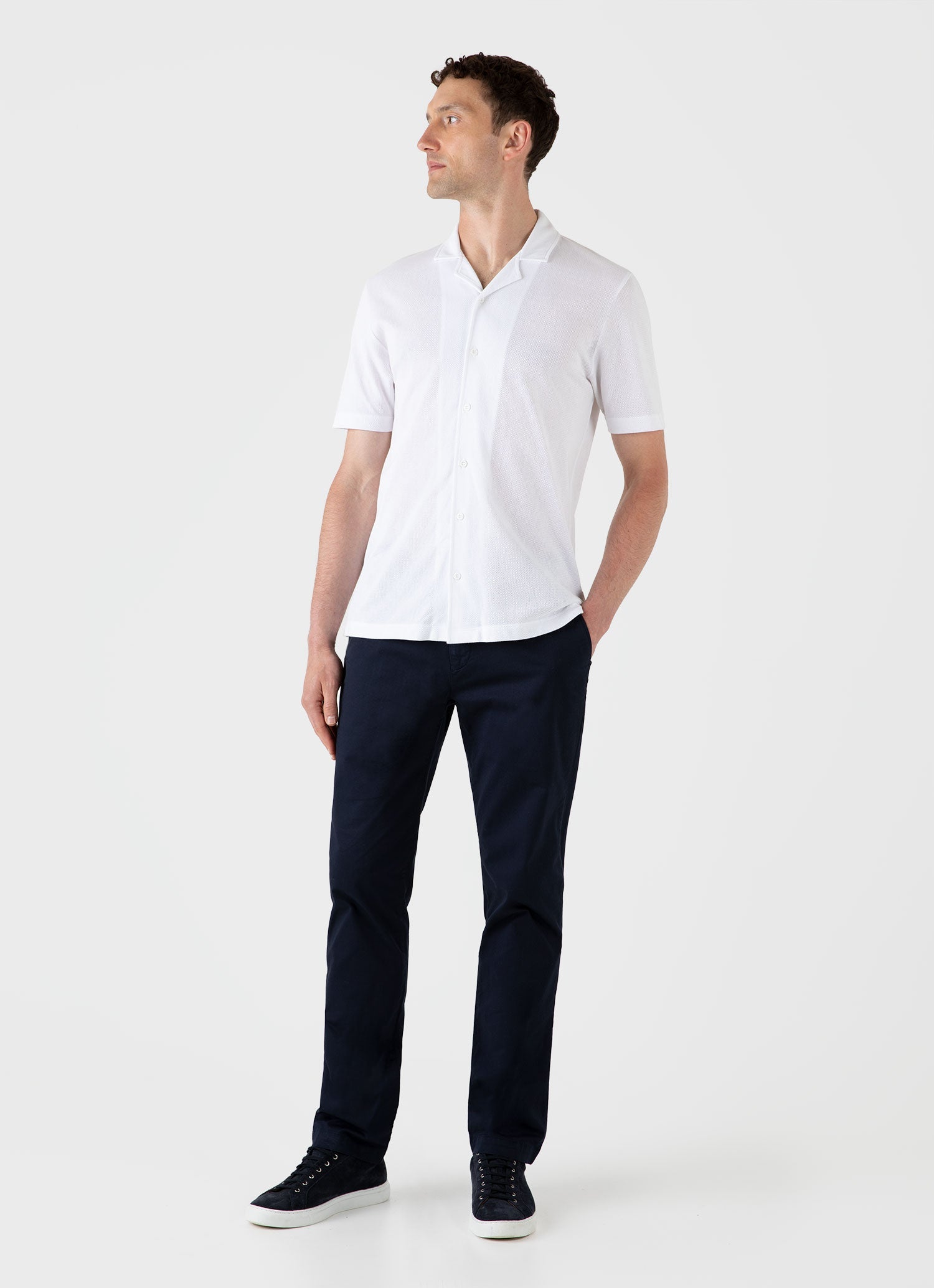 リヴィエラ キャンプカラー シャツ （White）| Sunspel