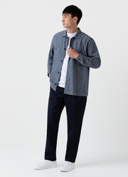 Men's Japanese Chambray Overshirt in Mid Blue Chambray