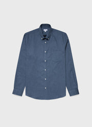 Men's Button Down Flannel Shirt in Blue Melange
