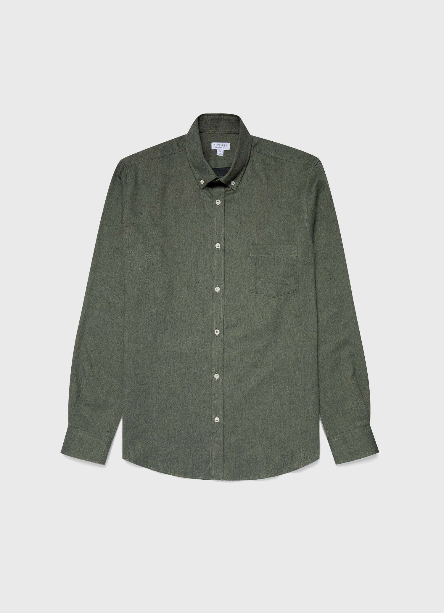 Men's Button Down Flannel Shirt in Green Melange