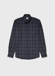 Men's Button Down Flannel Shirt in Navy Check
