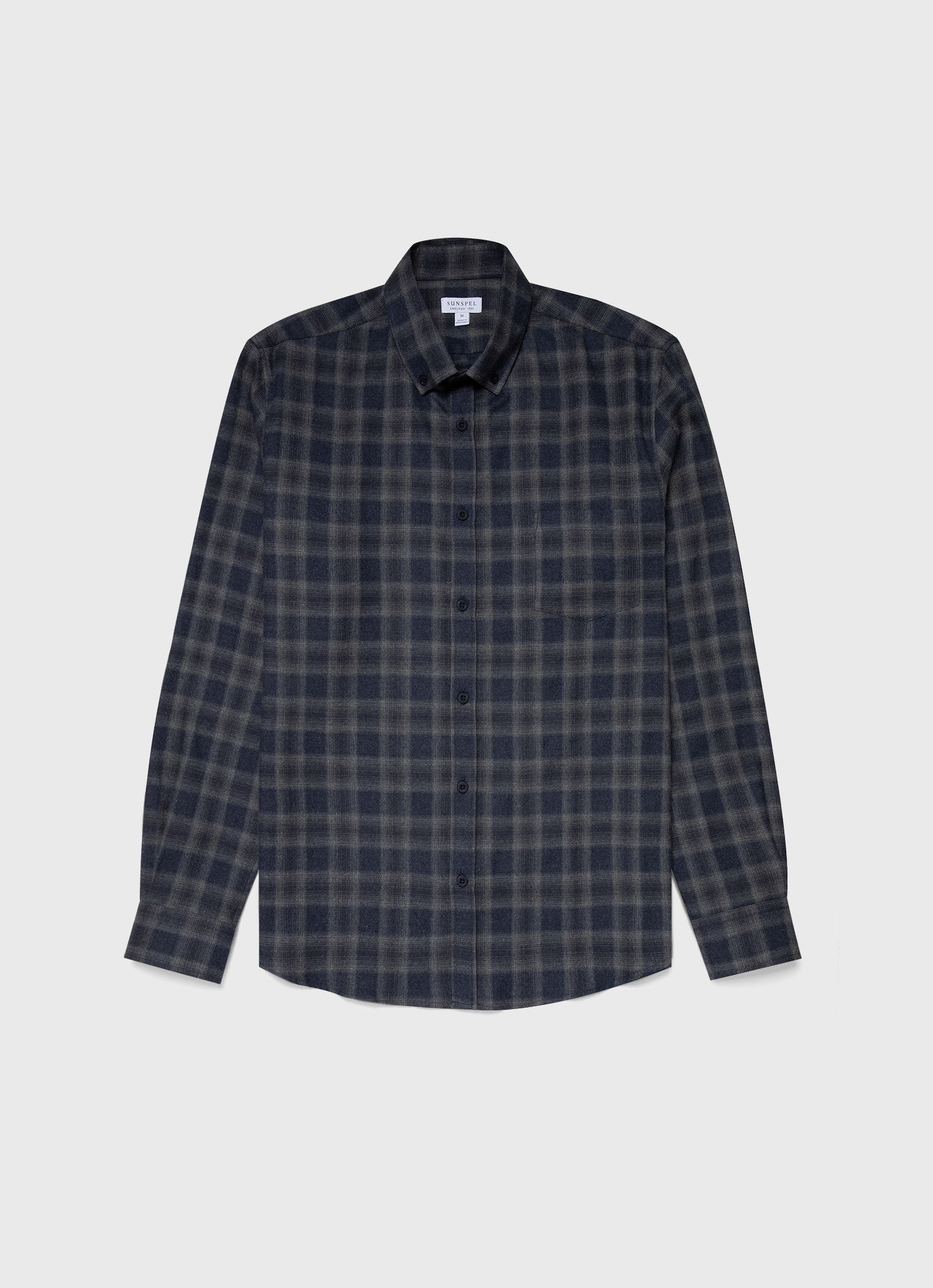 Men's Button Down Flannel Shirt in Navy Check