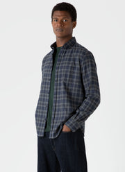 Men's Button Down Flannel Shirt in Navy Check