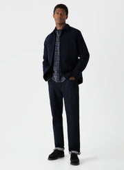Men's Button Down Flannel Shirt in Navy Check