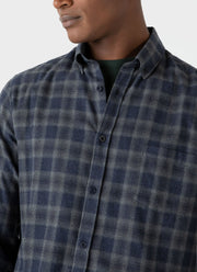 Men's Button Down Flannel Shirt in Navy Check