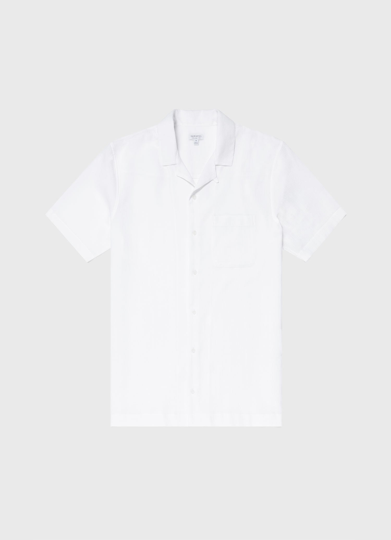 ワッフルキャンプカラーシャツ（White）| Sunspel