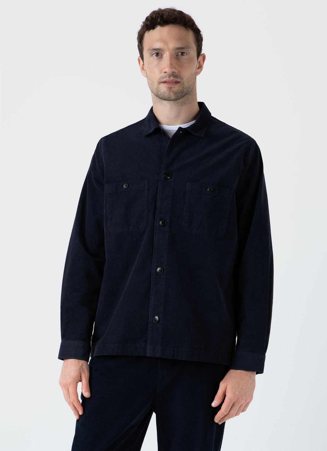 Men's Cellular Cord Overshirt in Navy