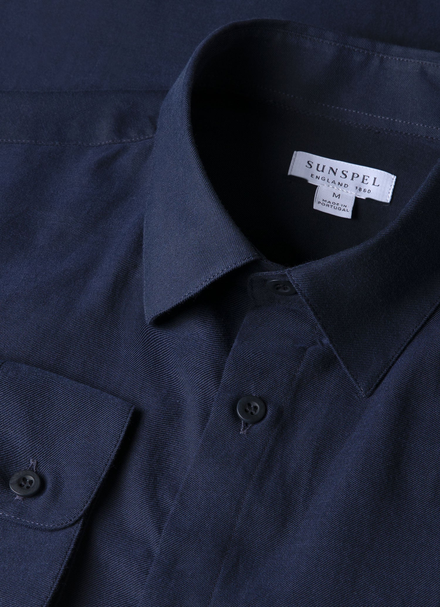 コットン フランネルシャツ（Navy）|Sunspel
