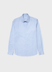 Men's Cotton Stretch Shirt in Light Blue/White