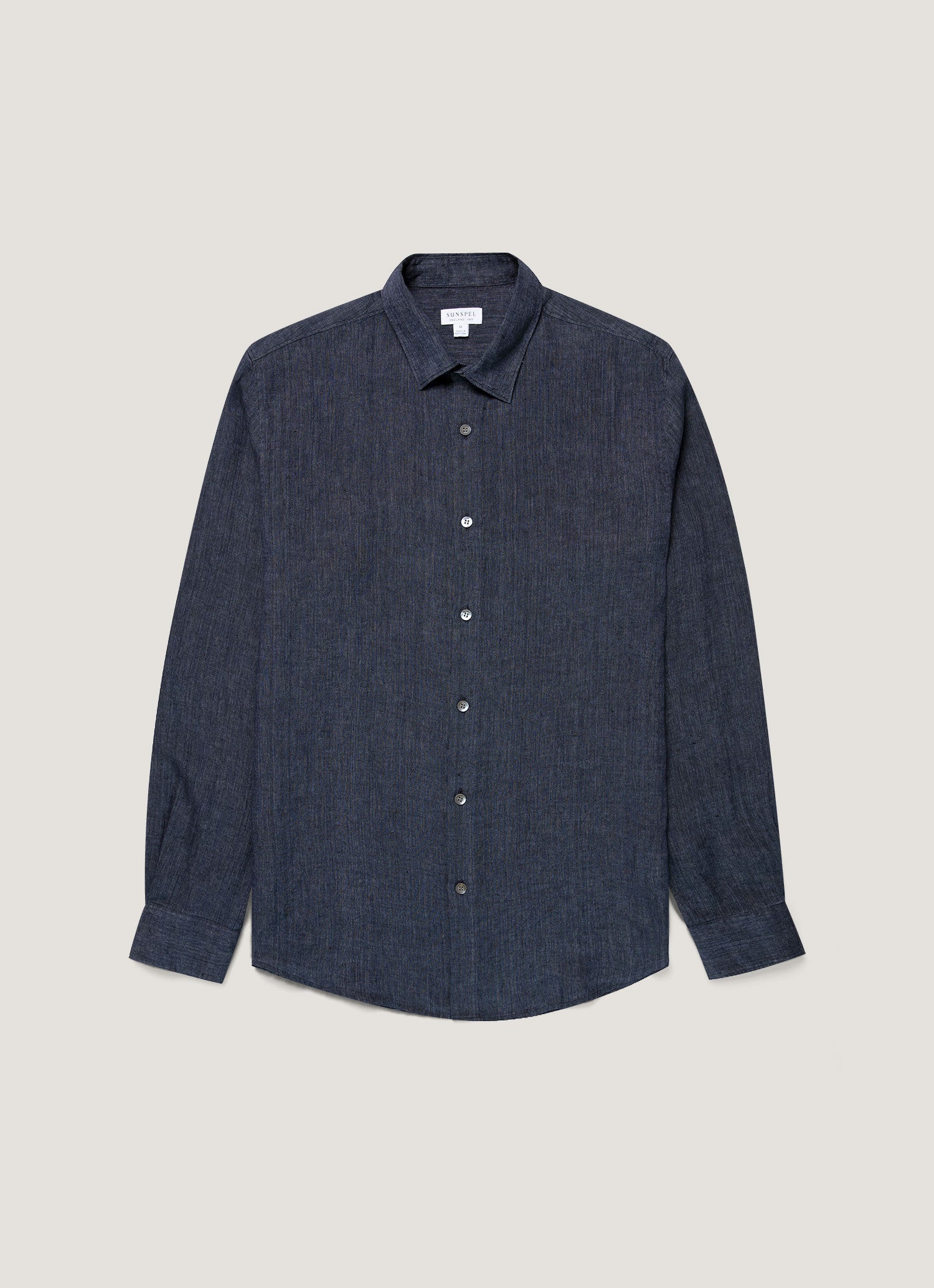 リネン シャツ（Navy Melange）| Sunspel