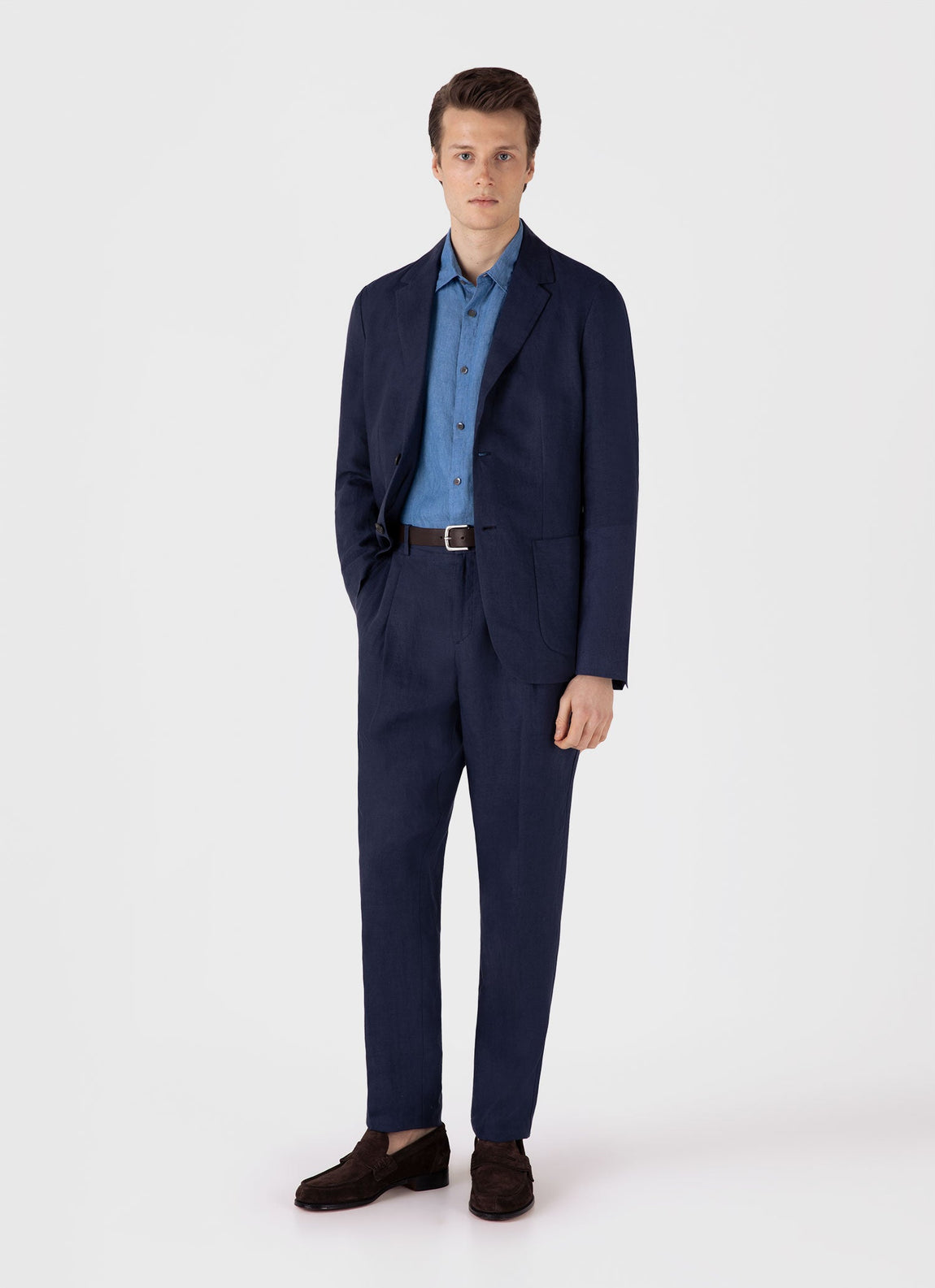 Men's Linen Shirt in Cool Blue