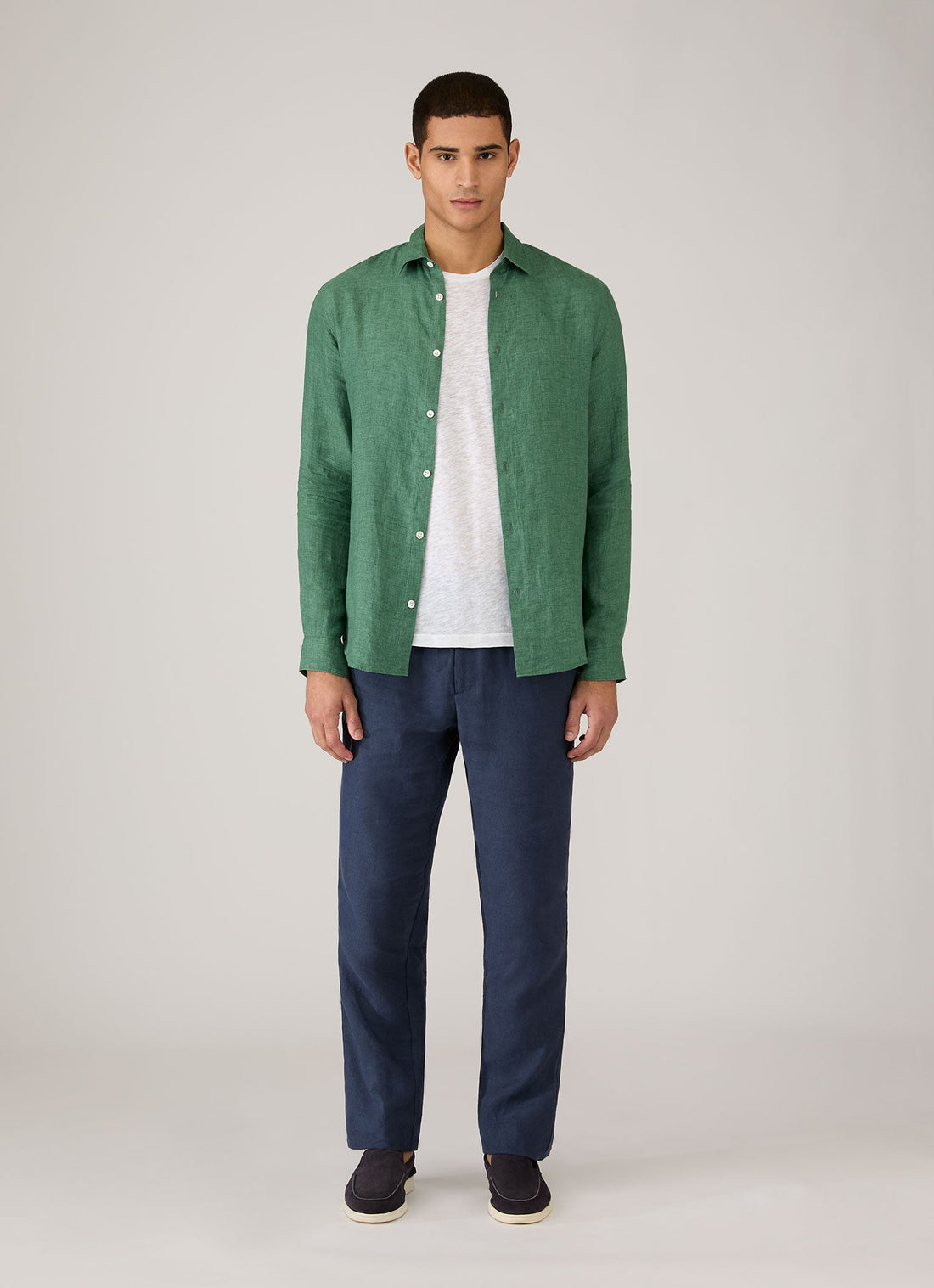 Men's Linen Shirt in Bright Green