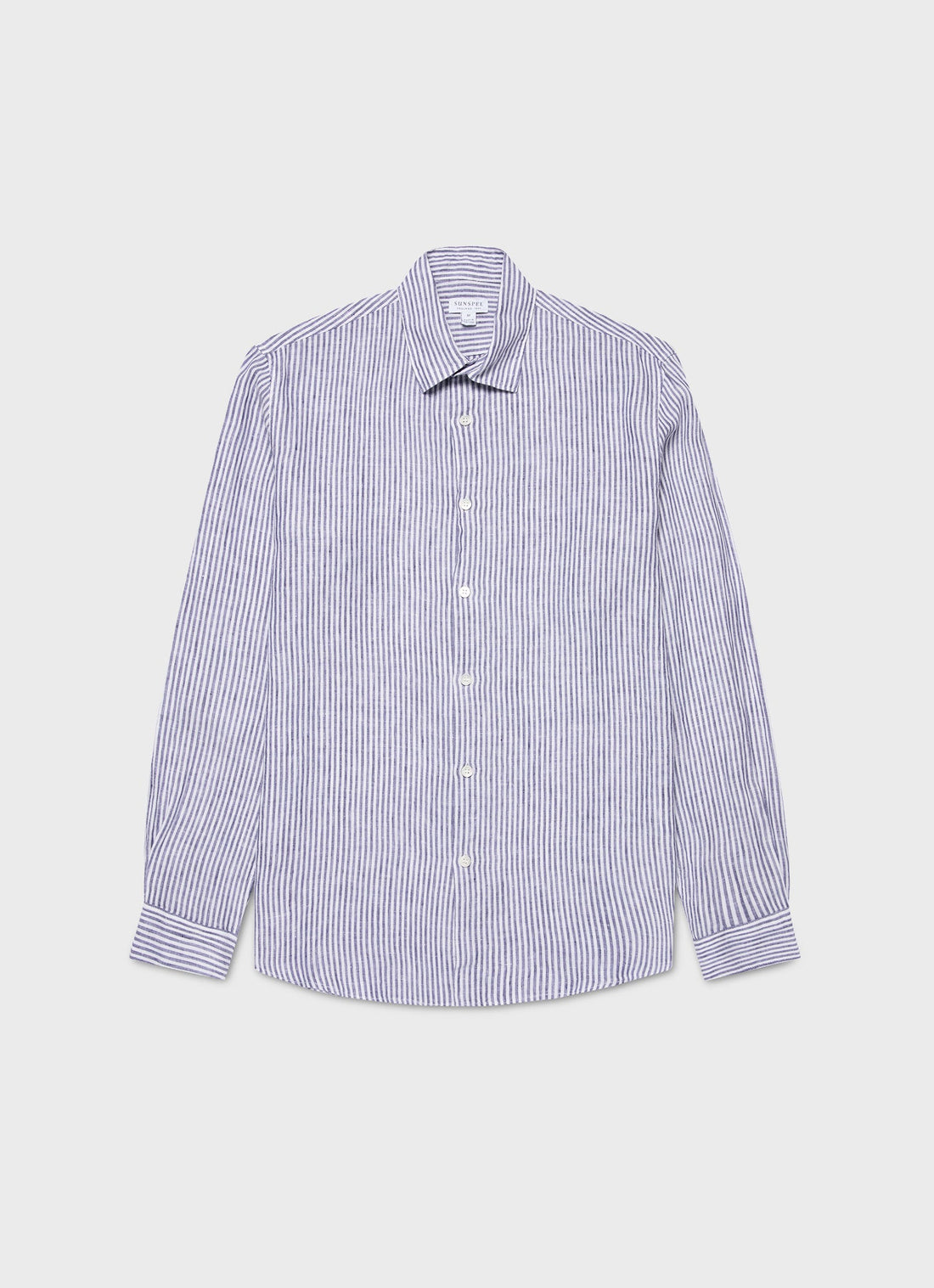 Men's Linen Shirt in Navy/White