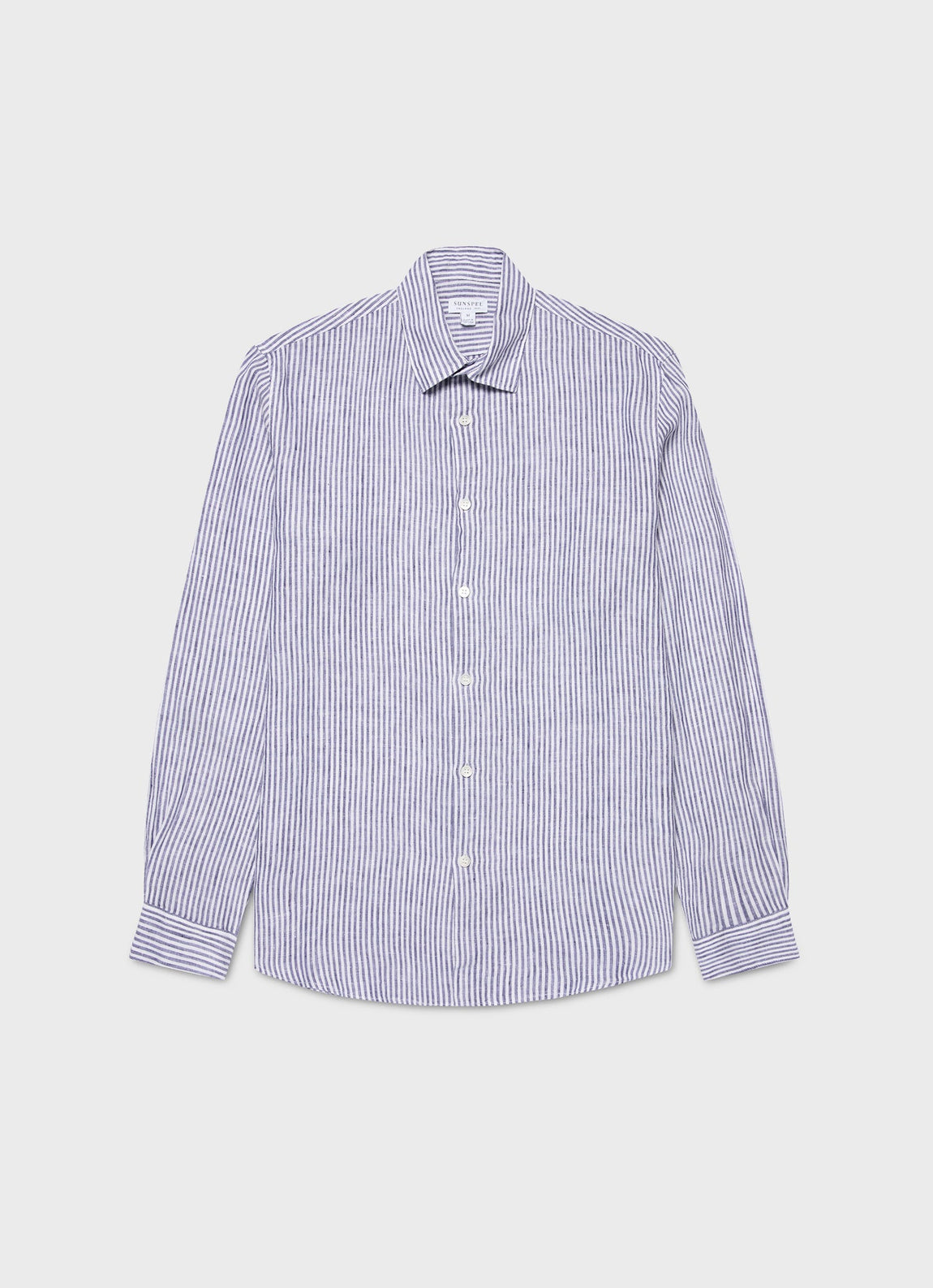Men's Linen Shirt in Navy/White