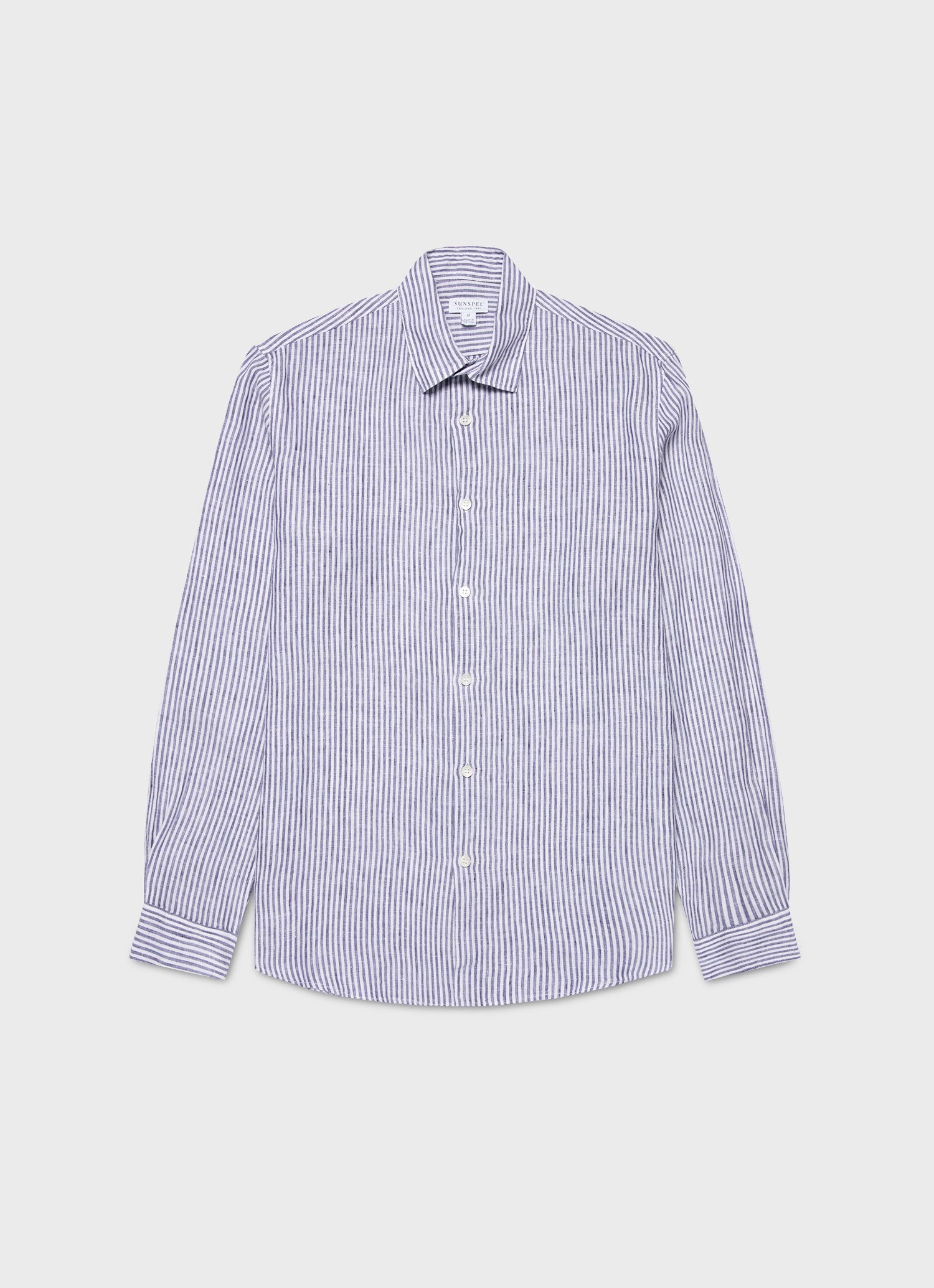Men's Linen Shirt in Navy/White
