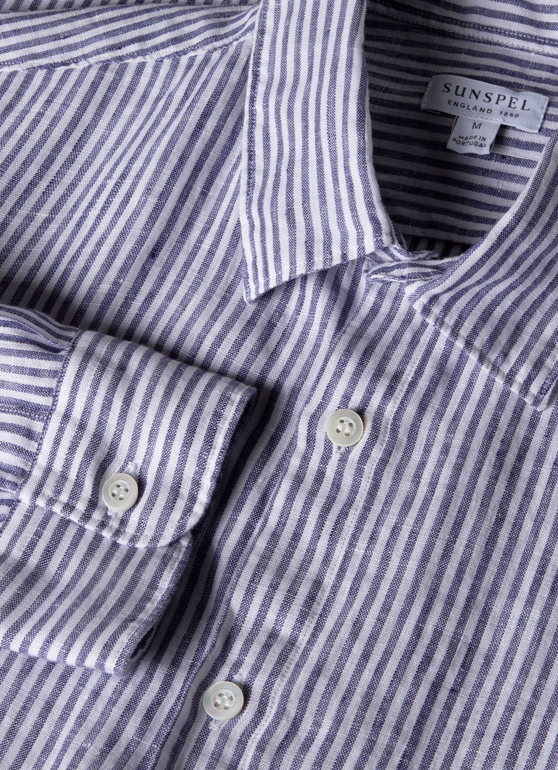 Men's Linen Shirt in Navy/White