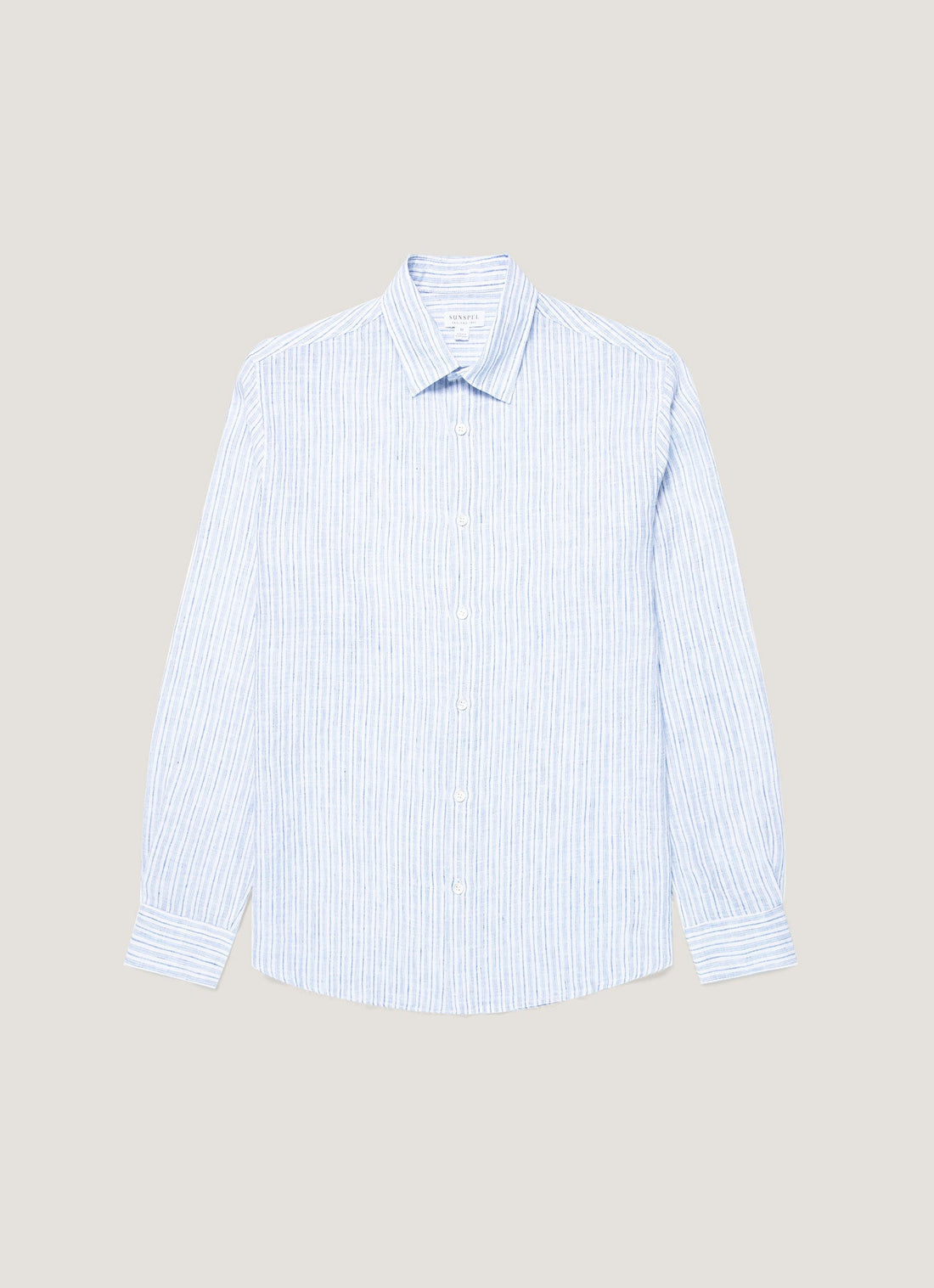 Men's Linen Shirt in Sky Blue/Navy