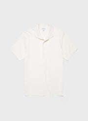 Men's Short Sleeve Textured Jersey Shirt in Ecru