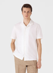 Men's Short Sleeve Textured Jersey Shirt in Ecru