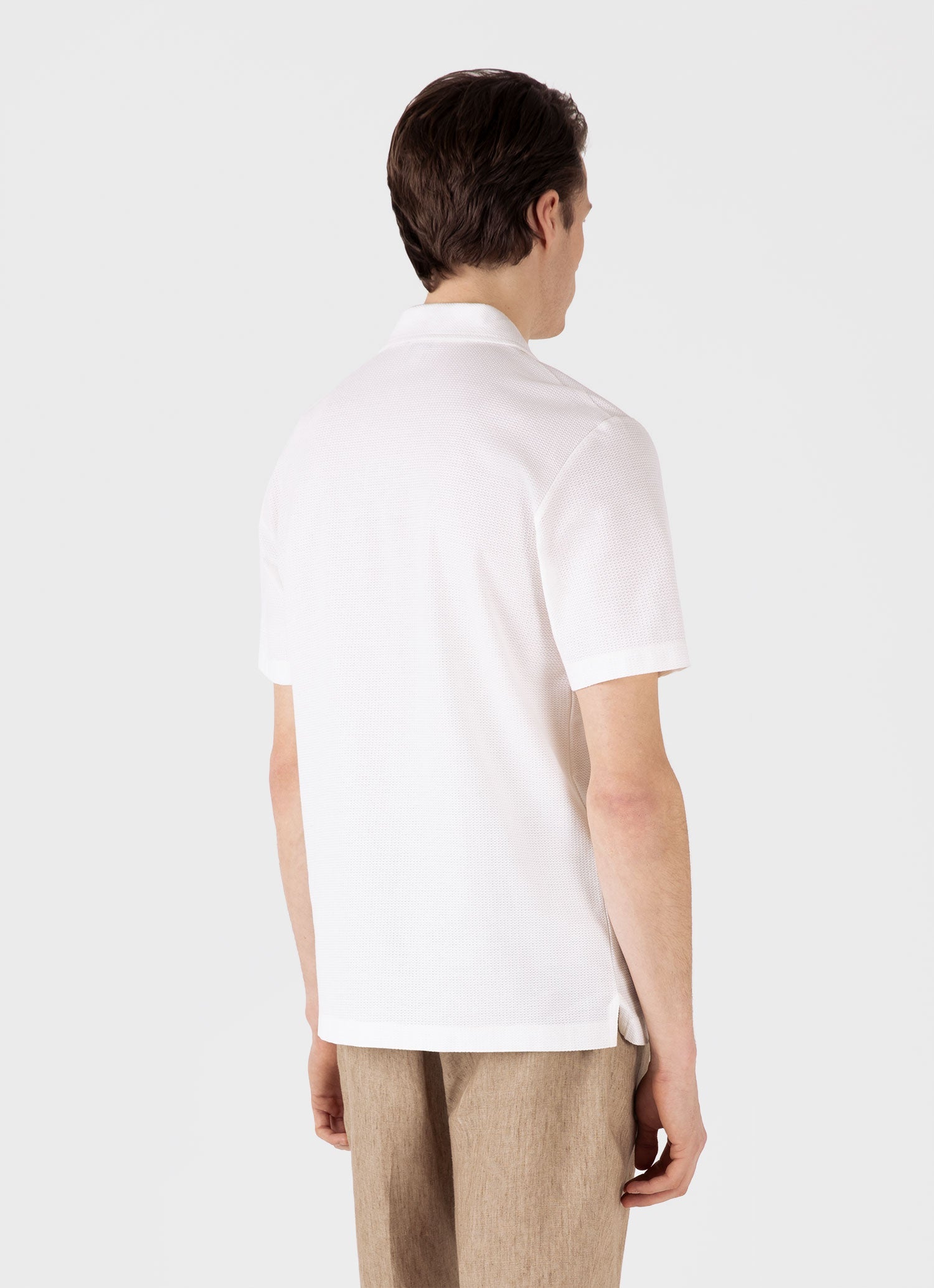 Men's Short Sleeve Textured Jersey Shirt in Ecru