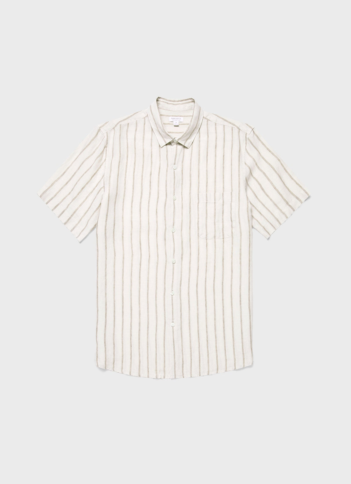 Men's Short Sleeve Linen Shirt in Dune/Ecru