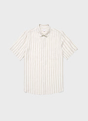Men's Short Sleeve Linen Shirt in Dune/Ecru