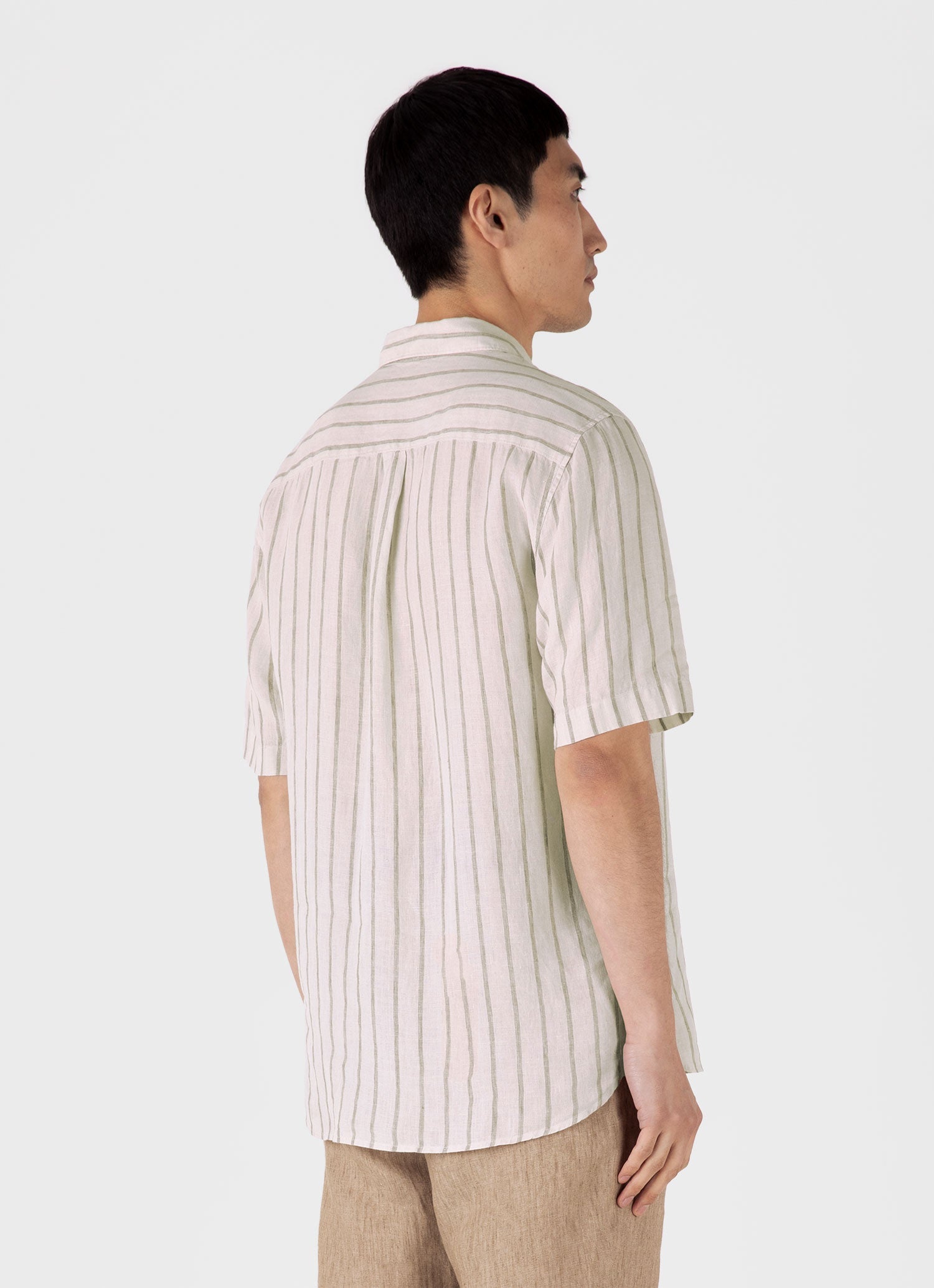 Men's Short Sleeve Linen Shirt in Dune/Ecru