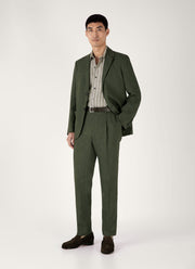 Men's Short Sleeve Linen Shirt in Dusk Green/Ecru