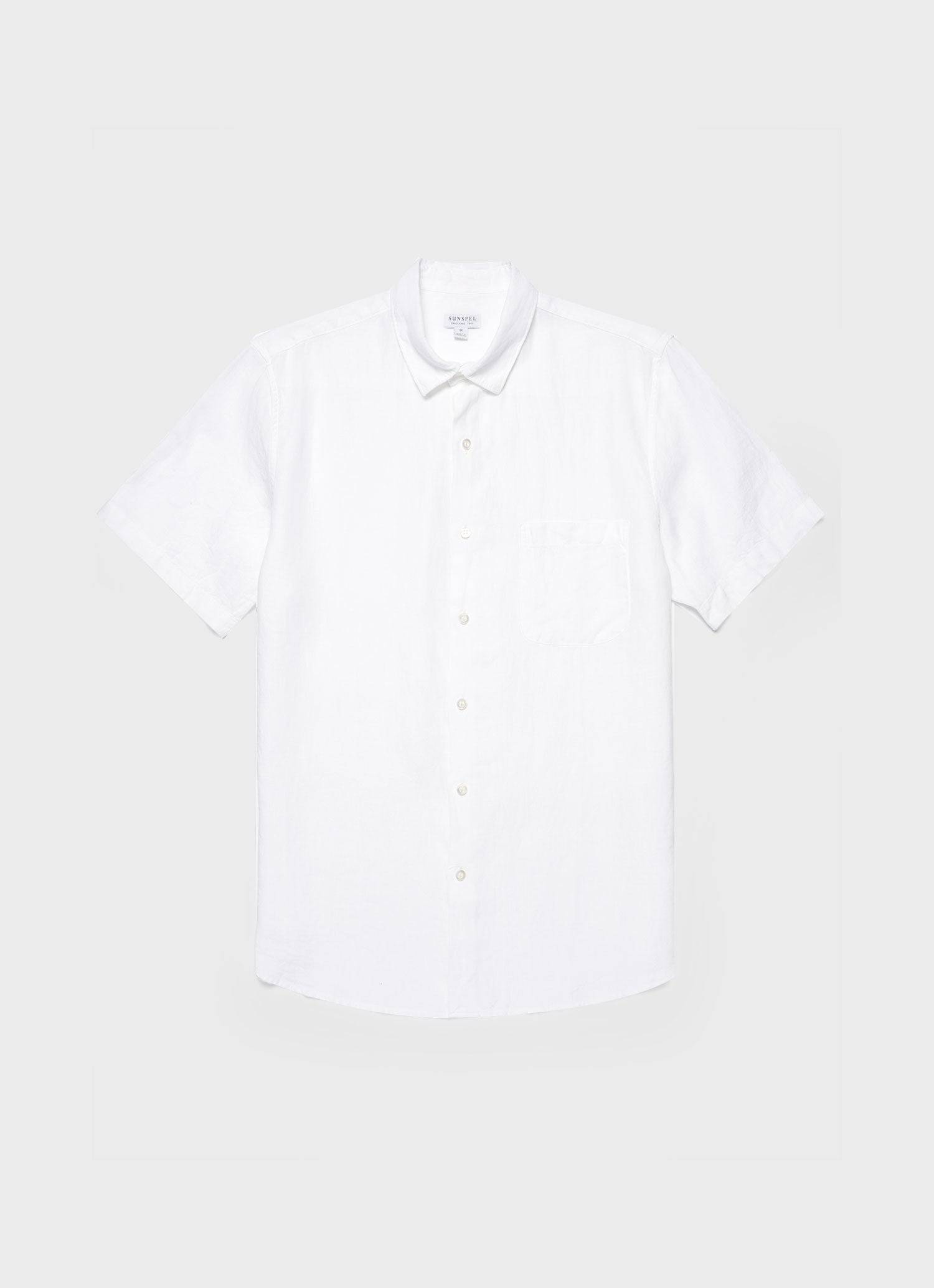 Men's Short Sleeve Linen Shirt in White