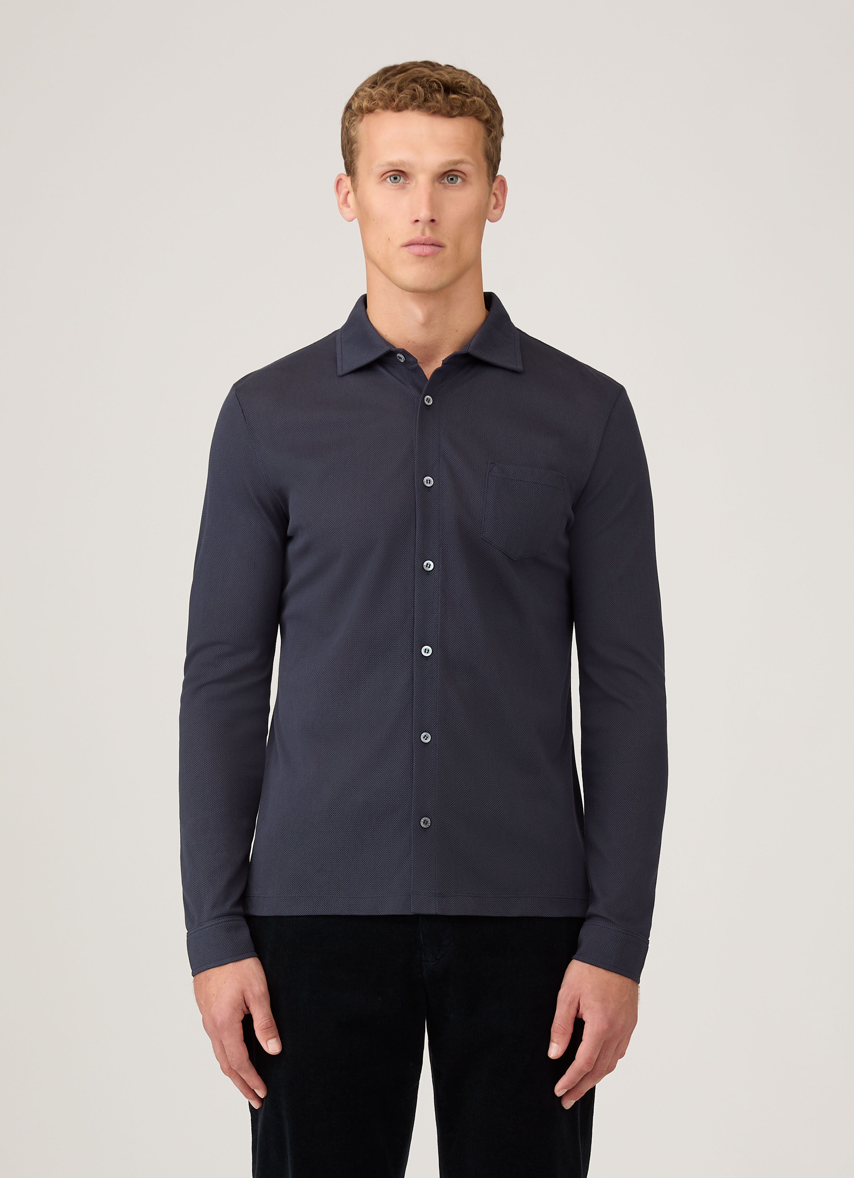 SUNSPEL パイル生地シャツ Lサイズ ウールツイル オーバーシャツ（Charcoal Melange）| Sunspel