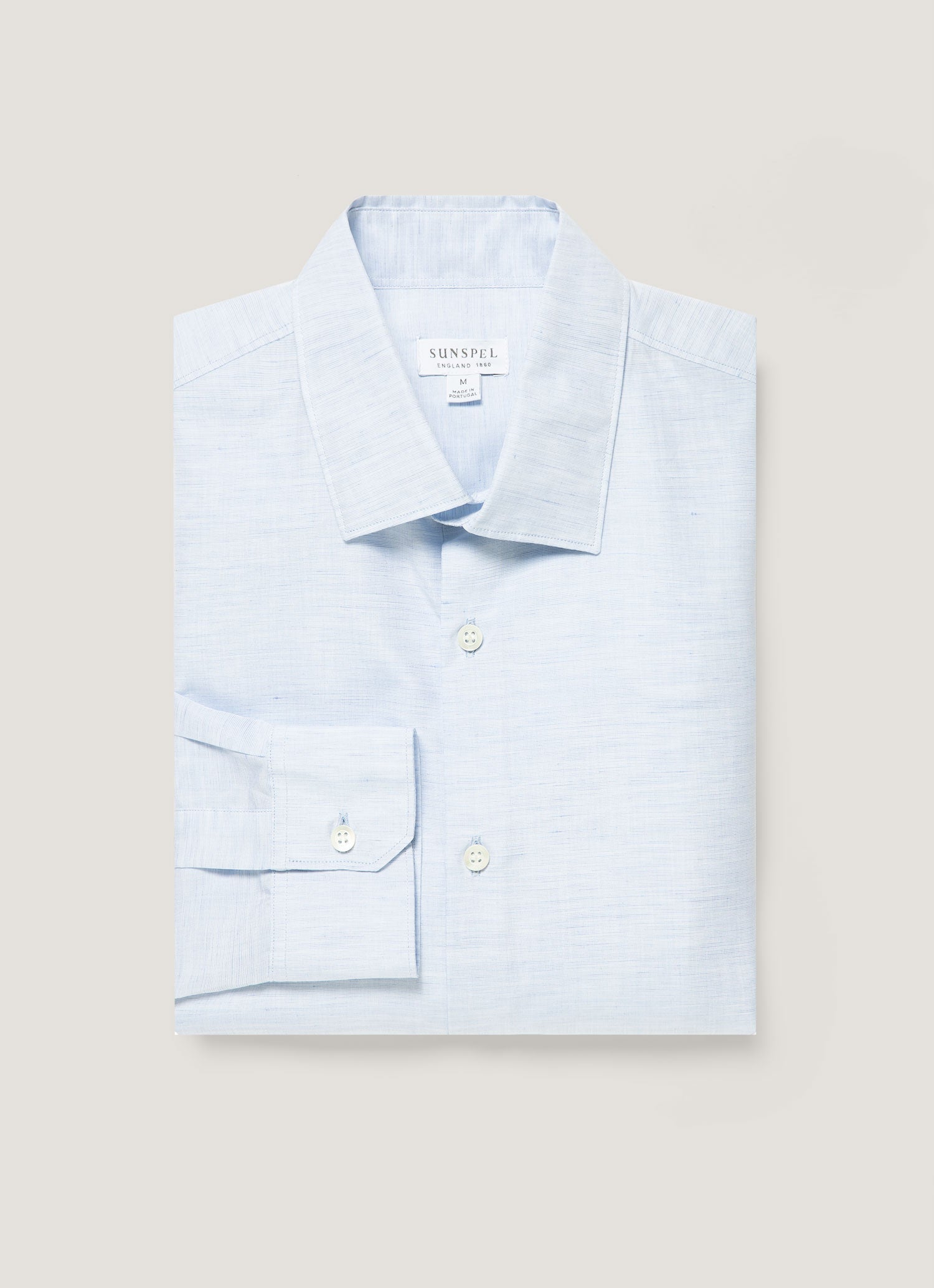 シーアイランドコットン リネン シャツ（Light Blue）| Sunspel