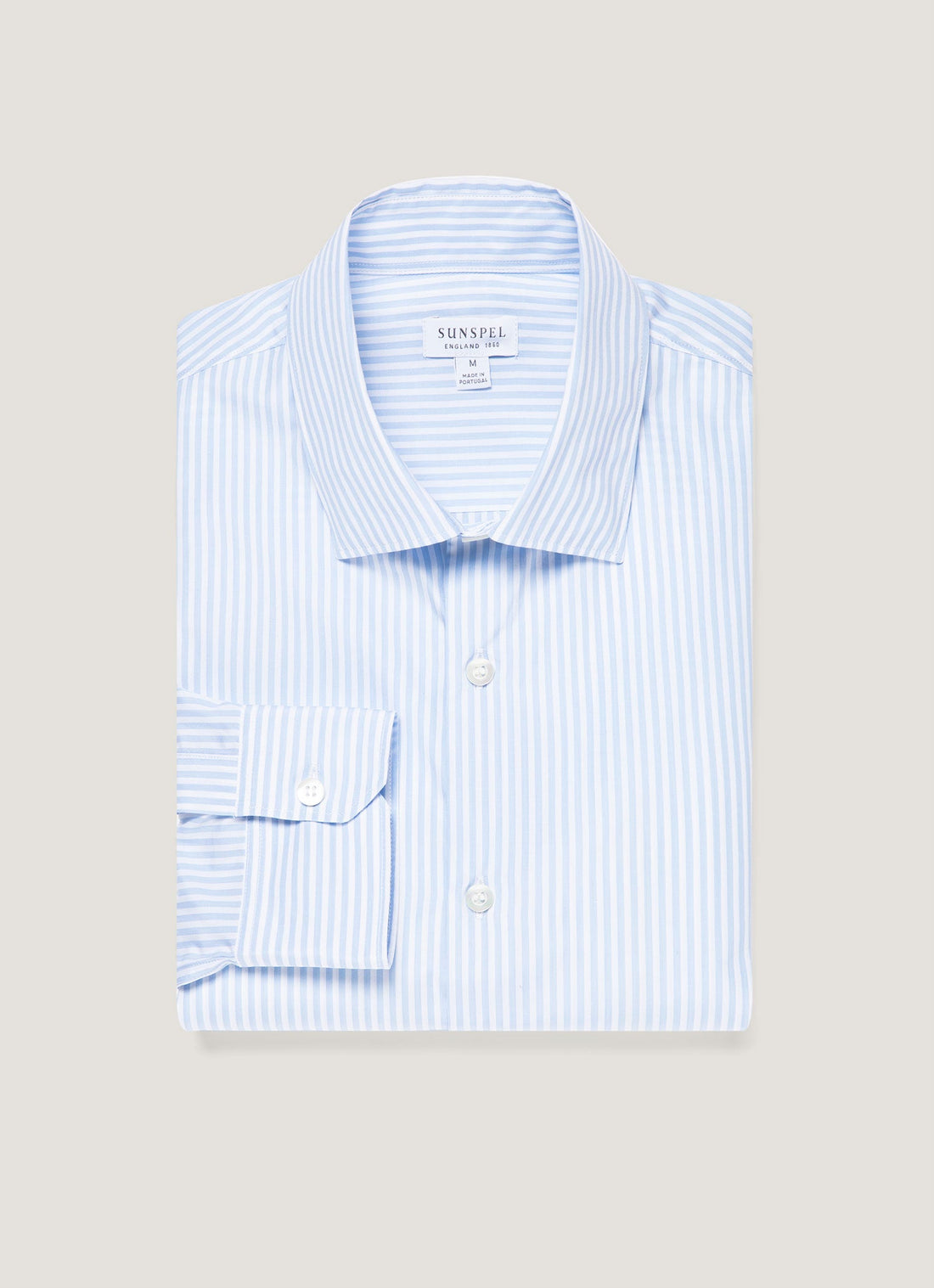 Men's Cutaway Collar Shirt in White/Light Blue