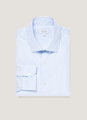 Men's Cutaway Collar Shirt in White/Light Blue