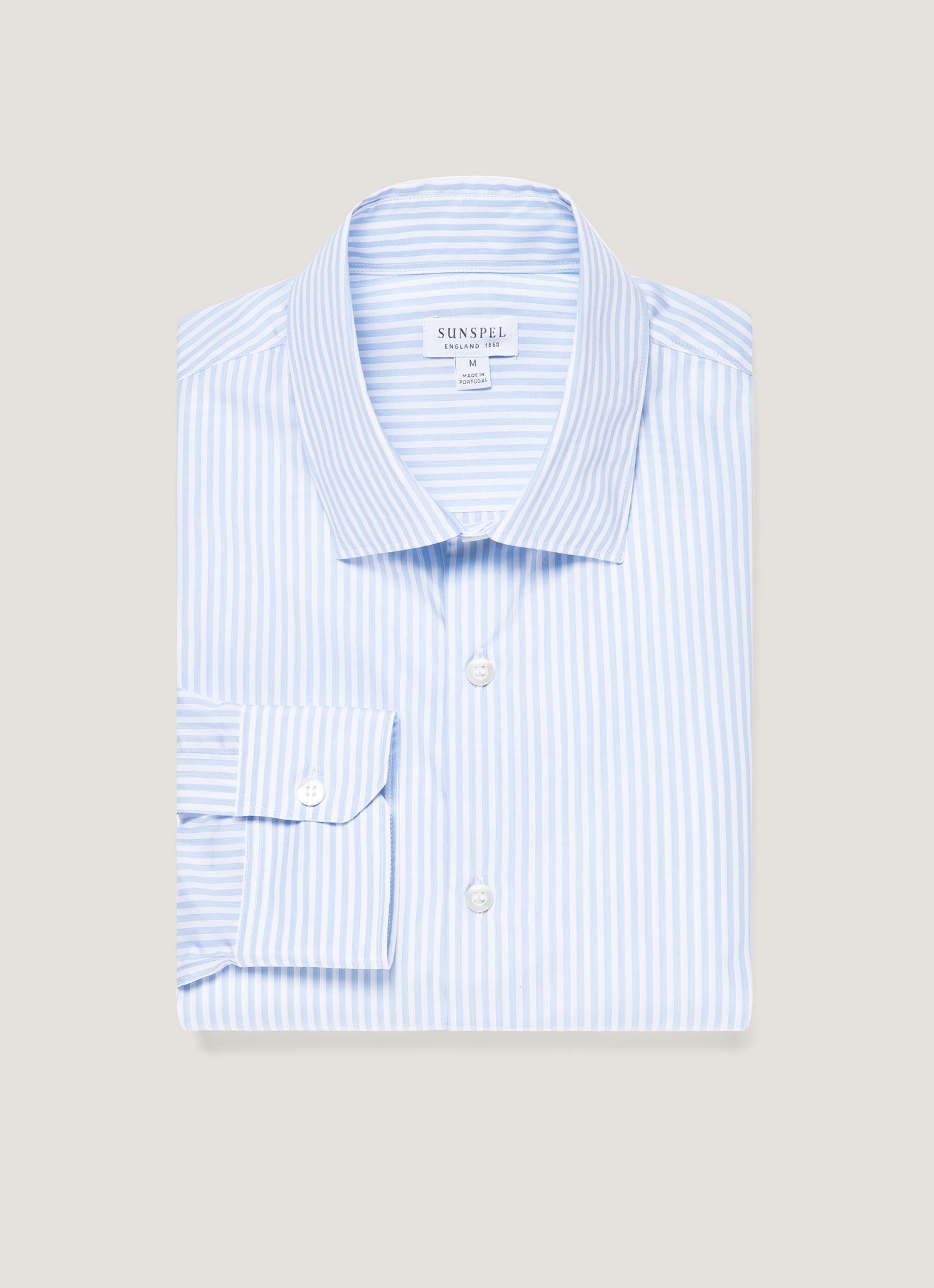 Men's Cutaway Collar Shirt in White/Light Blue